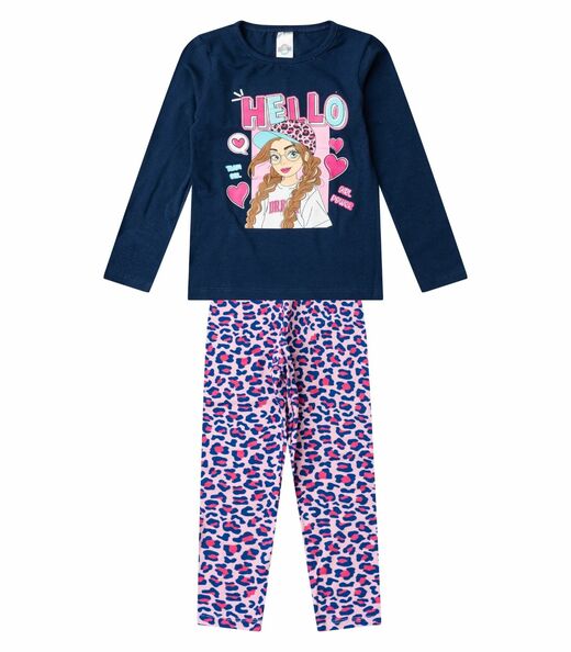 Image_Conjunto Algodão Menina Blusa Longa E Calça Select Azul