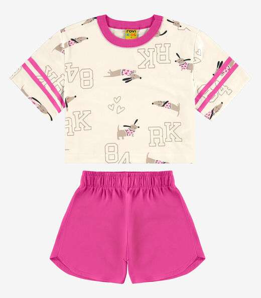 Conjunto Infantil Blusa Com Shorts Bege