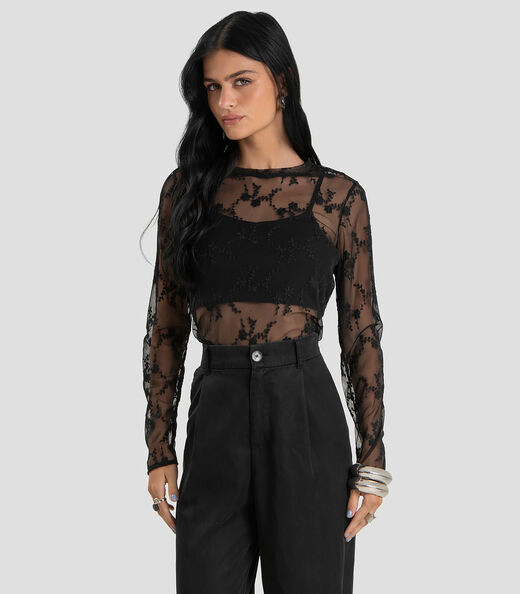 Image_Conjunto Feminino Blusa de Tule com Top Dianna Preto