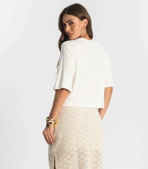 Blusa Feminina Manga Curta em Molecotton Endless Bege