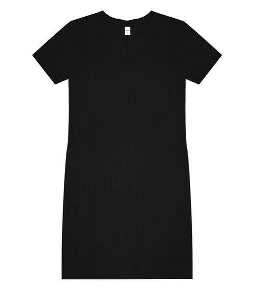 Vestido Feminino Em Ribana Canelada Rovitex Preto