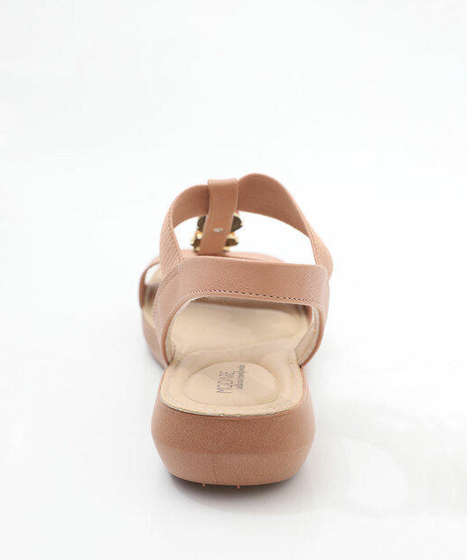 Sandália Feminina Rasteira Pedras Modare Bege