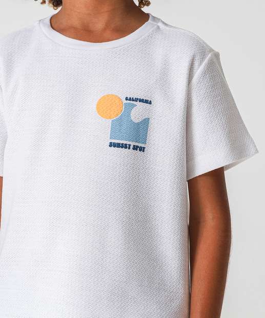 Camiseta Infantil Estampa Mar Marisa Tam 4 a 10 Off White