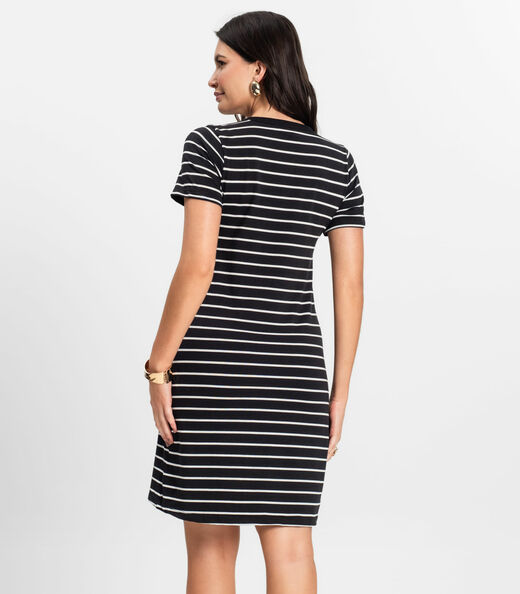 Vestido Feminino Listrado Rovitex Preto