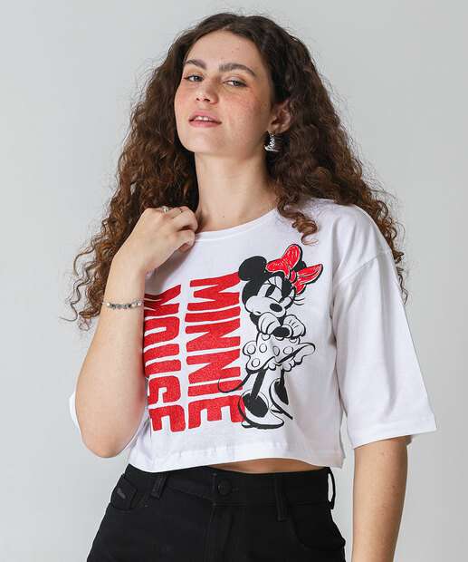 Image_Blusa Cropped Feminina Minnie Disney Off White