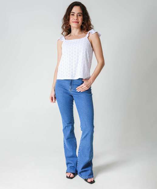 Blusa Regata Feminina Laise Babado Marisa Off White