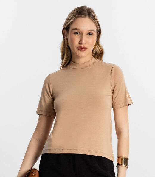 Blusa De Viscotorcion Básica Feminina Endless Marrom