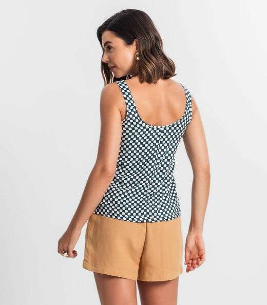 Regata Feminina Quadriculada Infinita Cor Verde