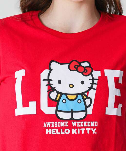 Camiseta Juvenil Hello Kitty Tam 10 a 16 Vermelho