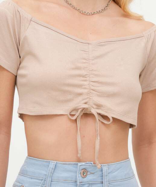 Blusa Cropped Feminina Colisse Manga Curta Marisa