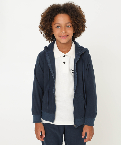 Conjunto Infantil Fleece Capuz Marisa Tam 4 a 10 Azul