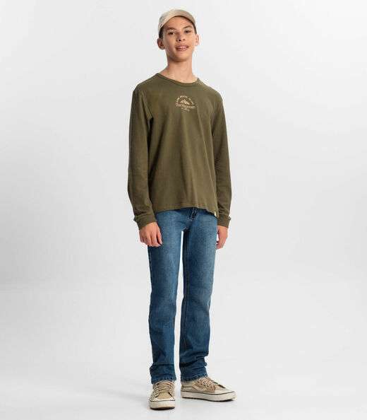 Camiseta Juvenil Manga Longa Masculina Minty Verde