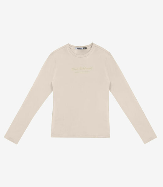 Blusa Juvenil Manga Longa Viscotorcion Minty Bege