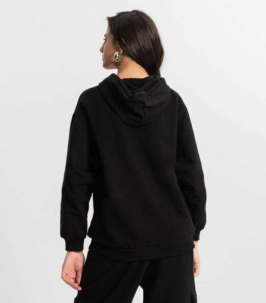 Moletom Juvenil Feminino Com Capuz Minty Preto