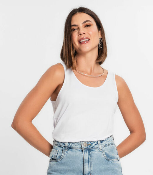 Regata Feminina Básica em Viscotorcion Rovitex Branco