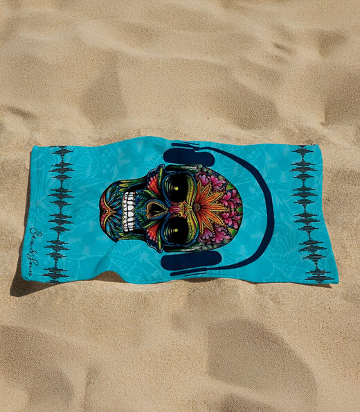 Toalha De Praia Estampada Toque Aveludado Rozac Azul