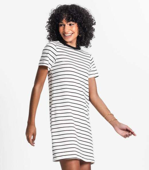 Vestido Feminino Listrado Rovitex Bege