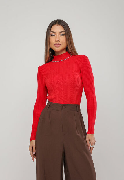 Image_Blusa de Tricot Modal com Gola Alta e Manga Canelada Vermelho Salvatore