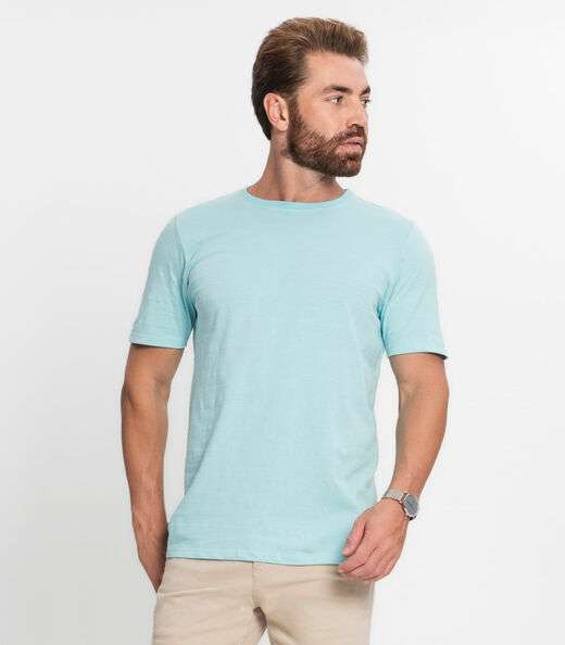 Camiseta Masculina Meia Malha Maquinetada Diametro Azul