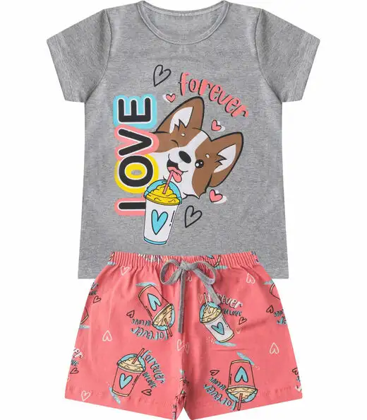 Image_Conjunto Infantil Menina Básico Curto Select Cinza