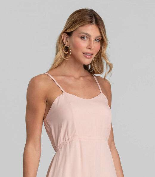 Vestido Longo Feminino De Alça Em Viscose Dianna Marrom