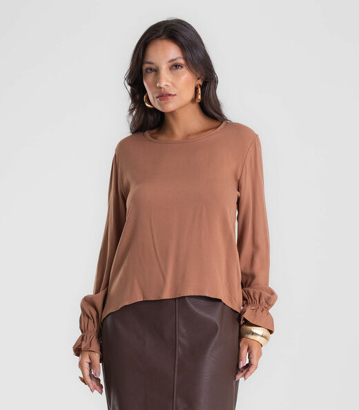 Image_Blusa Feminina Manga Longa Com Lastex Endless Marrom