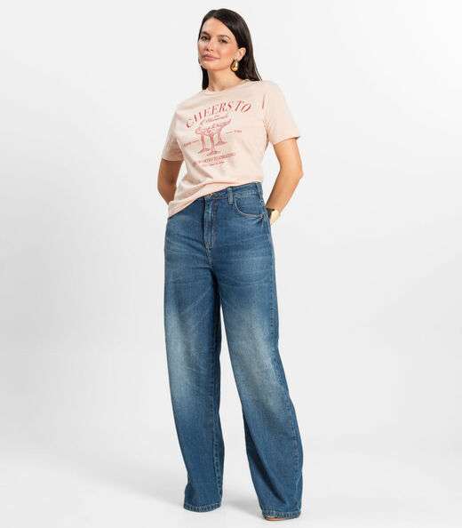 T- shirt Feminino em Meia Malha Rovitex Rosa