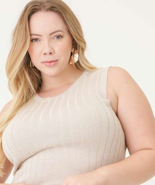 Blusa Regata Plus Size Tricô Lurex Marisa
