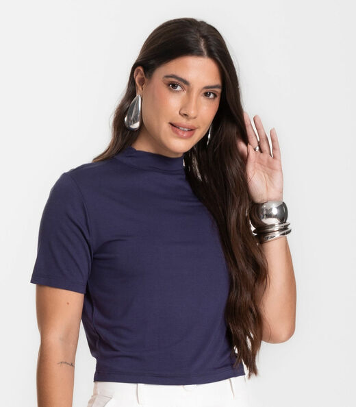 Blusa Cropped Feminina Select Azul