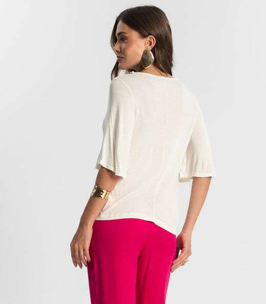 Blusa Feminina Manga Curta Endless Bege