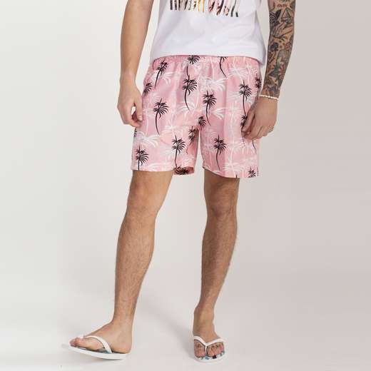 Bermuda Estampada Rock e Soda Masculina Elástico Praia Verão