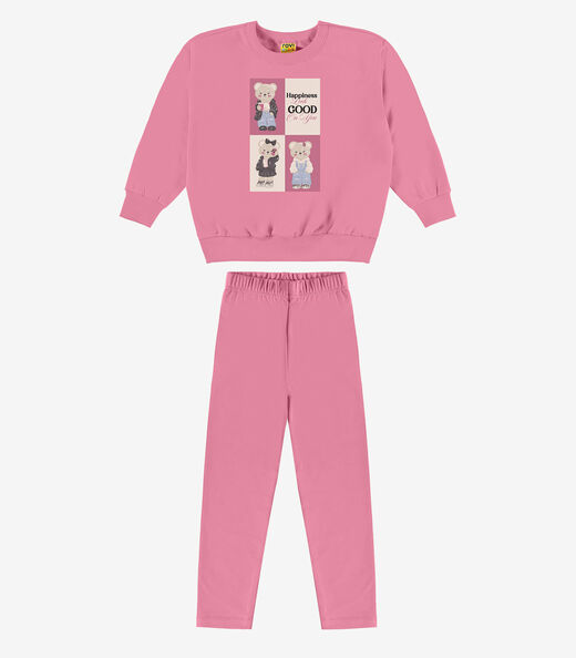 Conjunto Blusão Com Legging Menina Rovi Kids Rosa