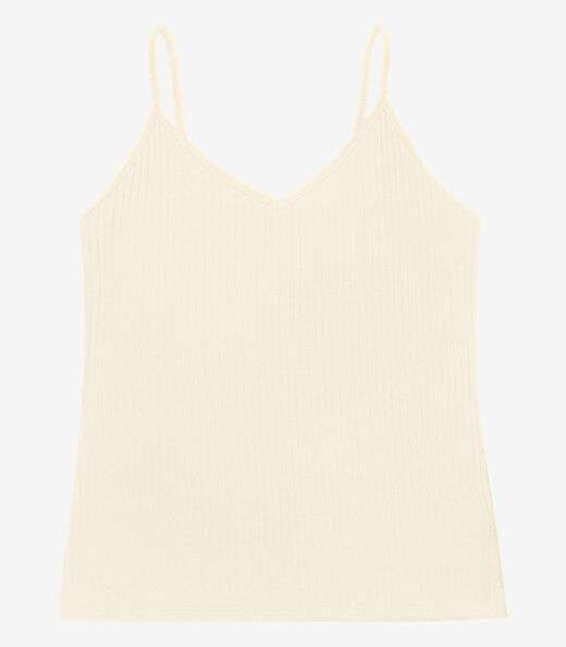 Blusa De Alça Feminina Ribana Canelada Rovitex Bege