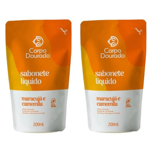 Image_Kit c/2 Sabonetes Liquido Corpo Dourado Pouch 200ml Maracujá/Camomila