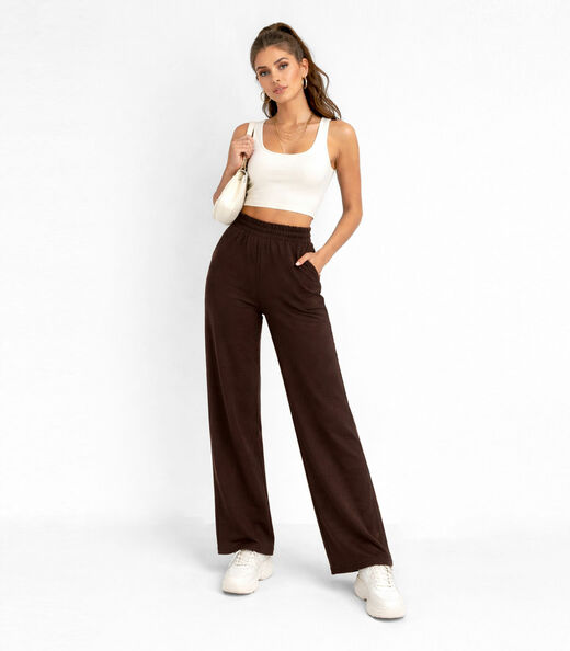 Image_Calça Feminina Em Lanzinha Unique Collection Marrom