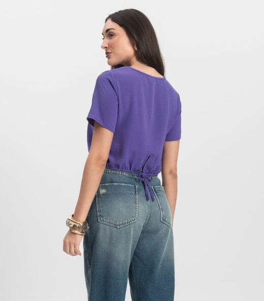 Blusa Feminina Manga Curta Infinita Cor Roxo