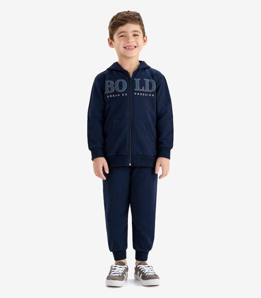 Conjunto Jaqueta Capuz e Calça Moletom Rovi Kids Azul