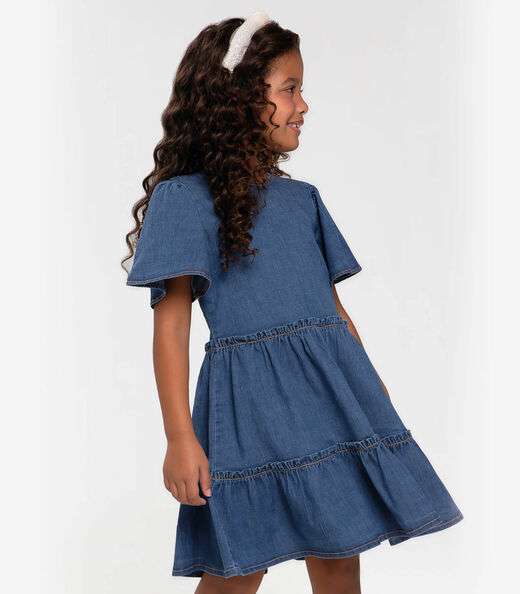 Vestido Jeans Infantil Trick Nick Azul
