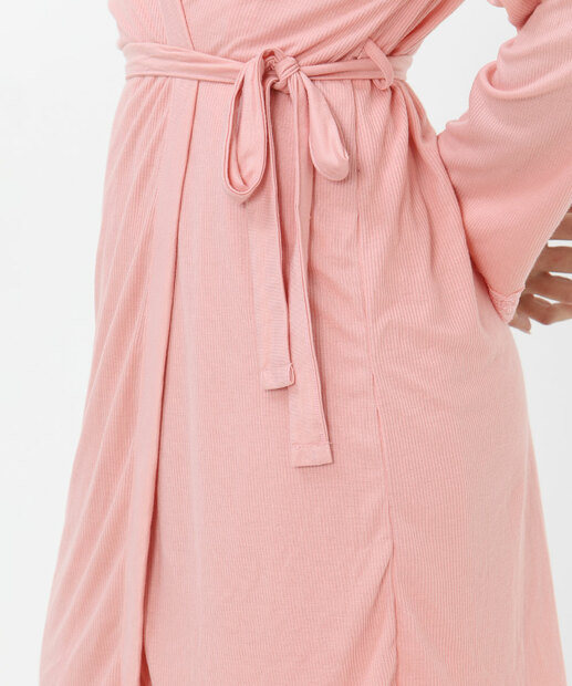 Robe Feminino Canelado Recorte Renda Marisa Rosa