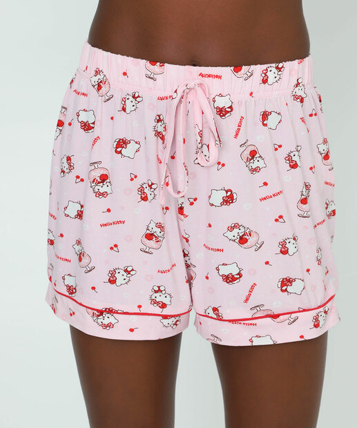 Pijama Feminino Listrado Hello Kitty Rosa