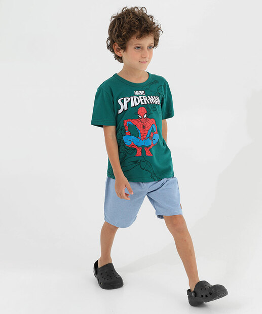 Camiseta Infantil Homem-Aranha Marvel Verde Tam 4 a 10