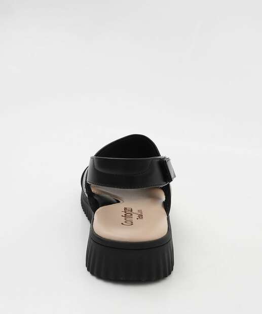 Sandália Feminina Flatform Tiras Comfortflex Preto