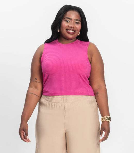 Image_Regata Plus Size Em Ribana Canelada Secret Glam Rosa