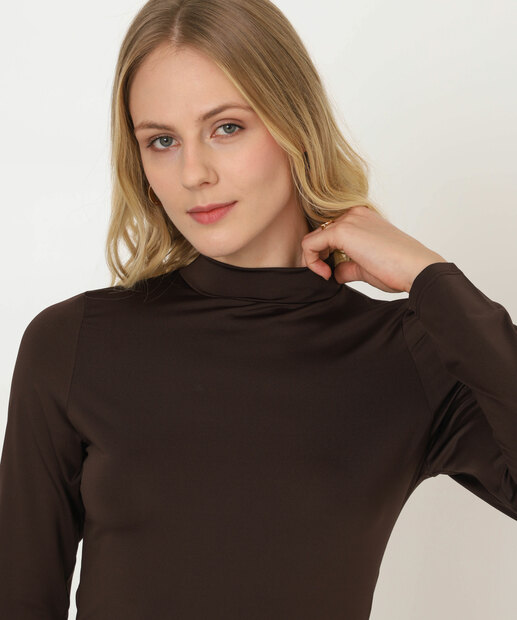 Vestido Curto Feminino Manga Longa Marisa Marrom