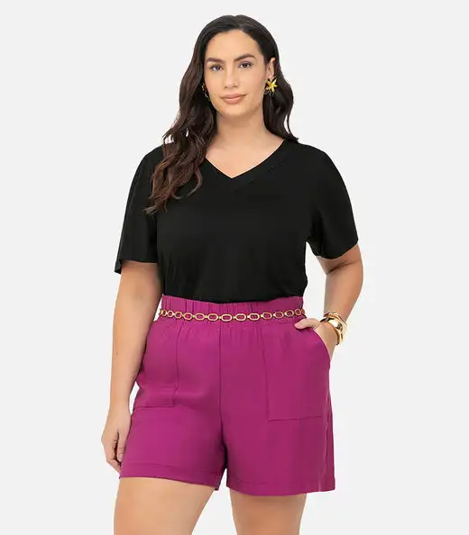 Image_Shorts Tecido Favo Plus Size Secret Glam Roxo