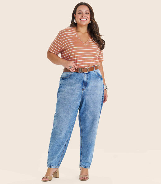 Blusa Feminina Plus Size Gola V Secret Glam Marrom
