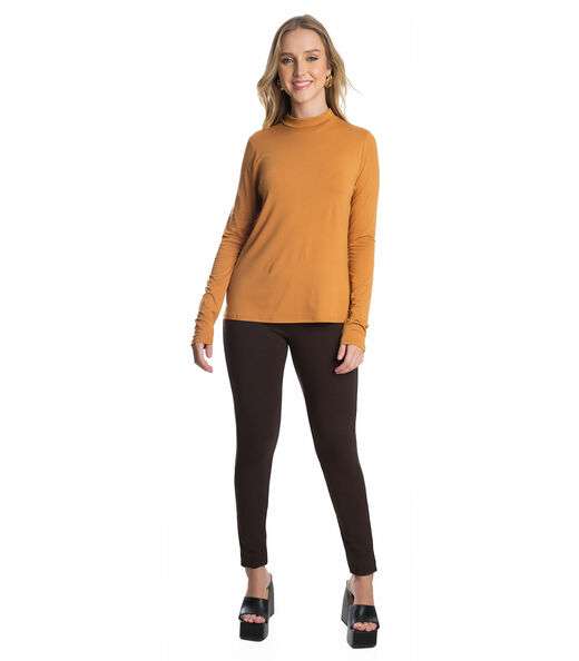 Blusa Feminina Manga Longa Gola Alta Rovitex Marrom