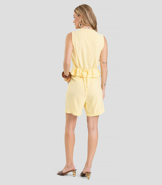 Shorts Feminino em Linho Dianna Amarelo
