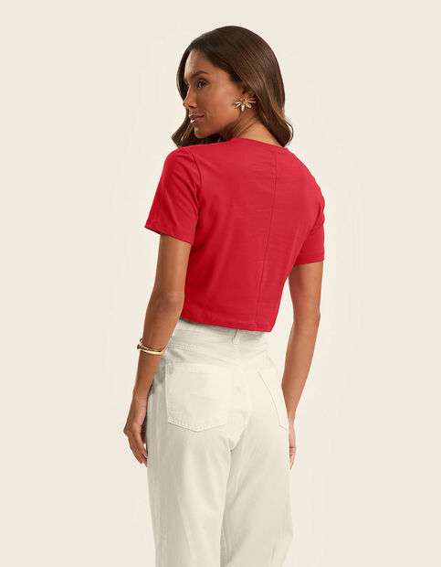 Blusa Básica Feminina Cotton Leve Rovitex Vermelho