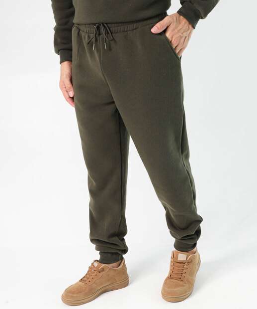 Calça Masculina Jogger Moletom Bolsos Marisa Verde